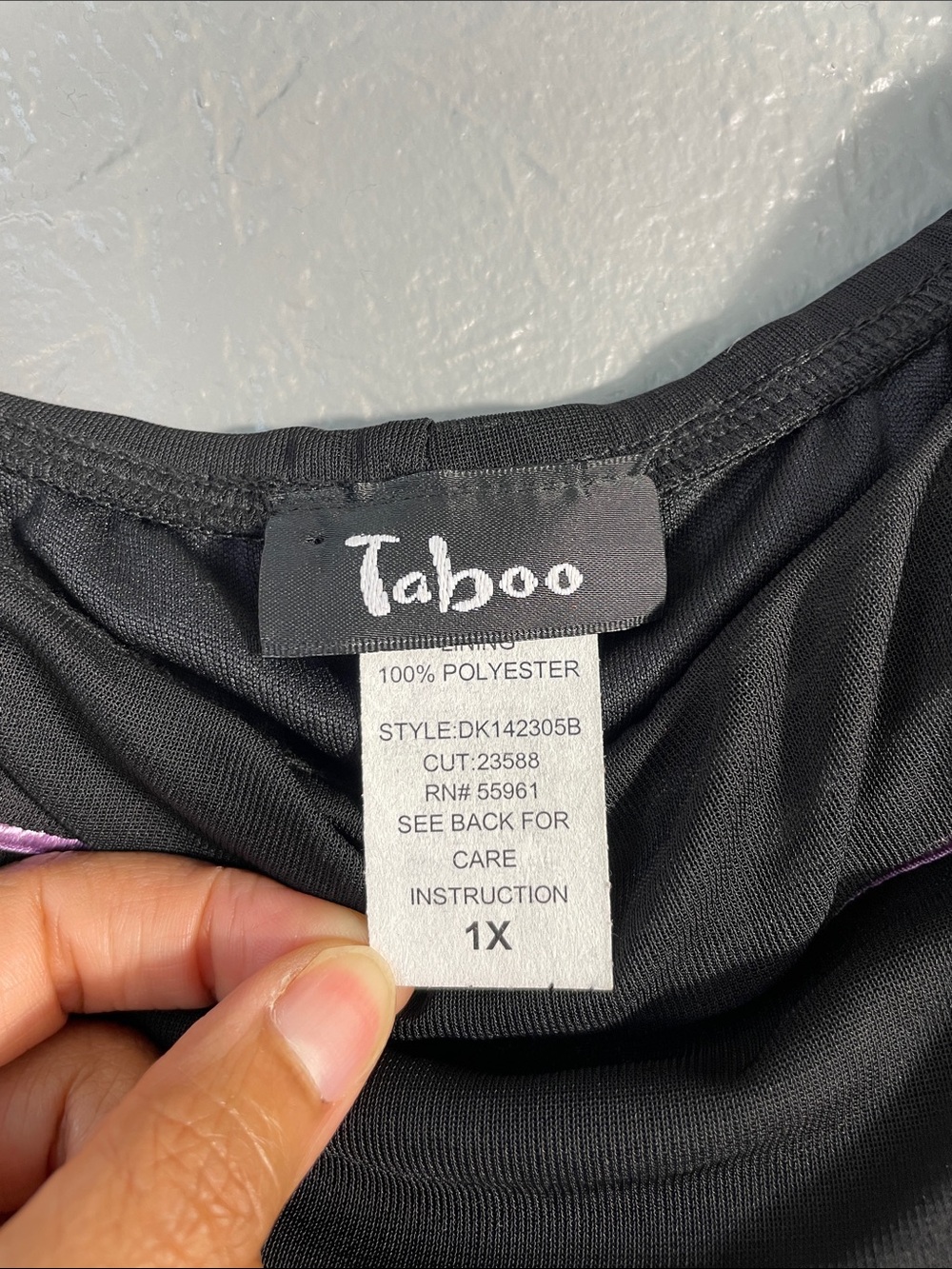 Taboo Handkerchief Hem Empire Waist Dress Black Purple Trim Plus 1X Fairycore - Picture 9 of 10